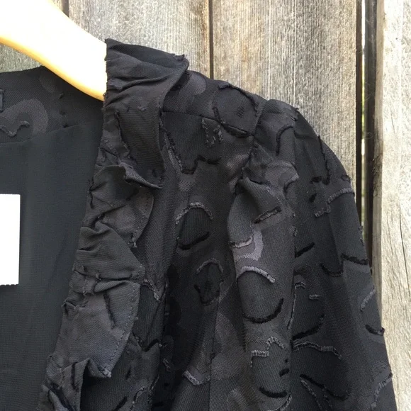 NWT Madewell Ruffled Wrap Dress Black Floral Jacquard Polyester M - Picture 6 of 12